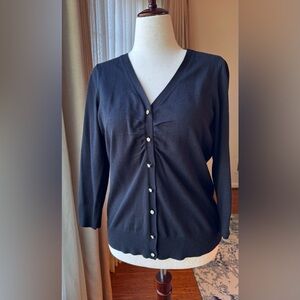 Women's Black Jewel Button Sweater